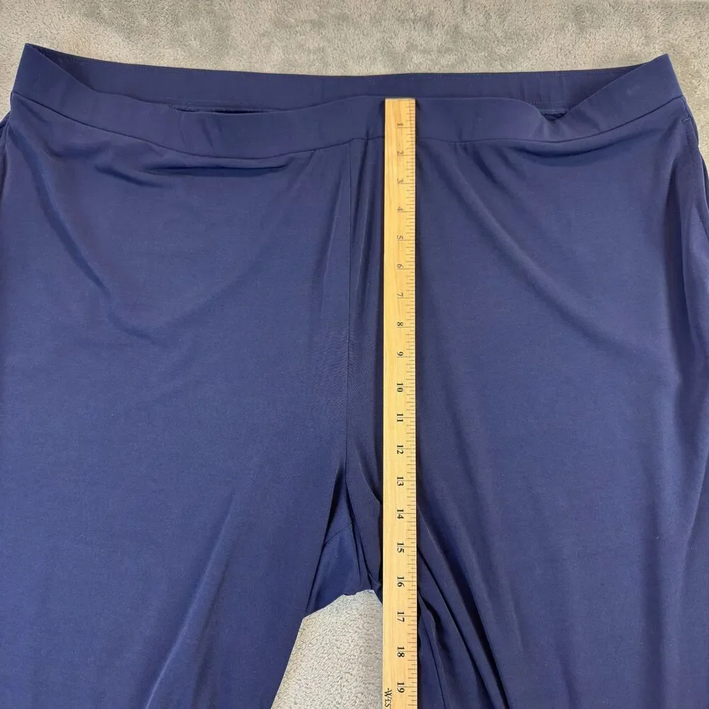 Susan Graver Pants Womens 3X Navy Modern Essentials Liquid Knit Crop Pull On